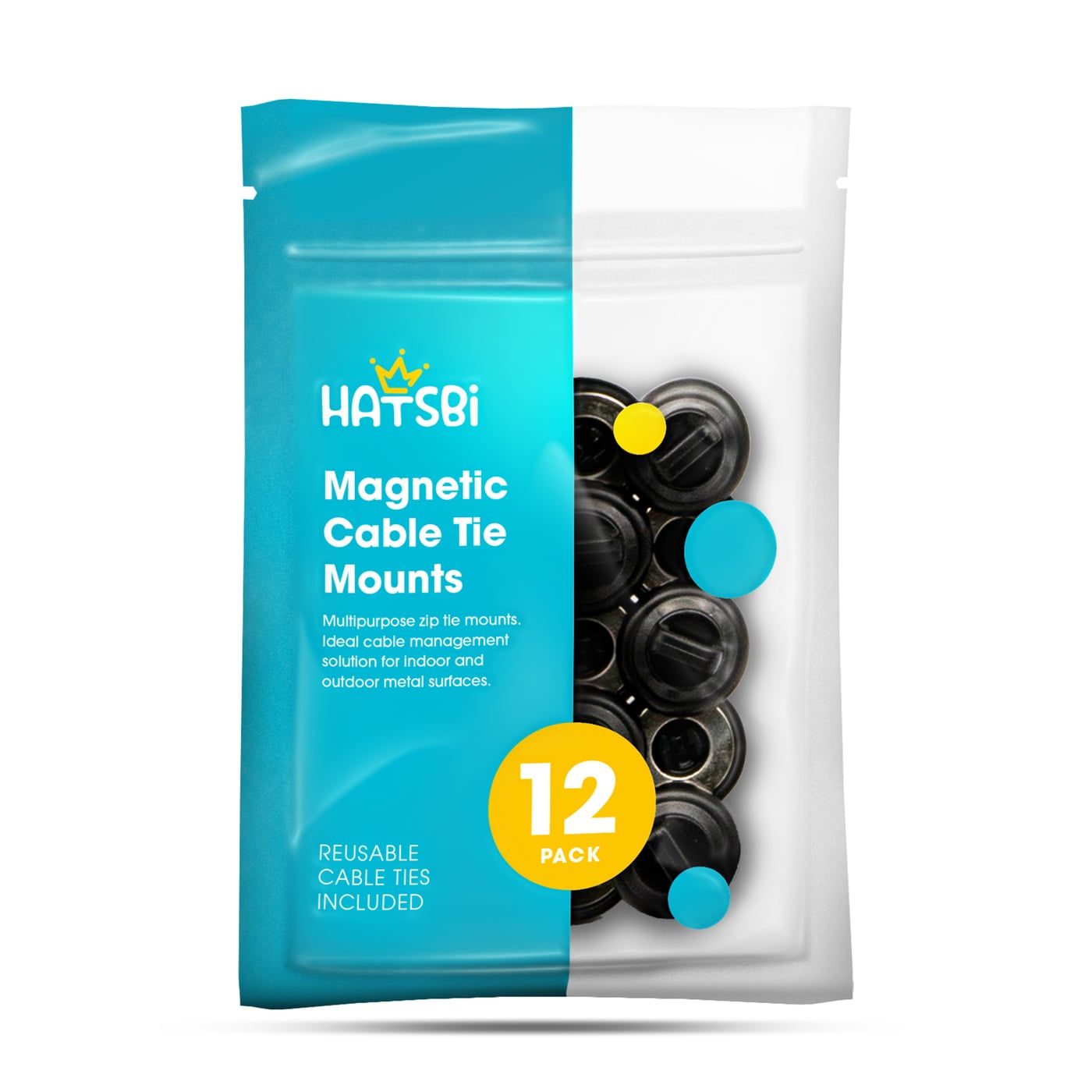 Hatsbi magnetic cable tie mounts, 12-pack